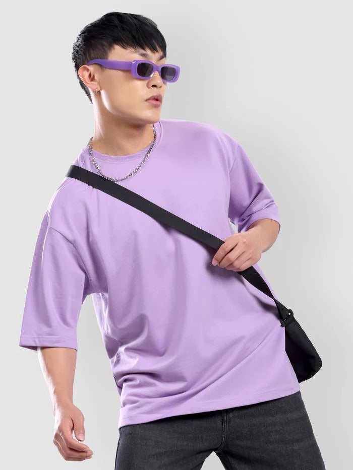 Oversized Plain T-Shirt - Purple