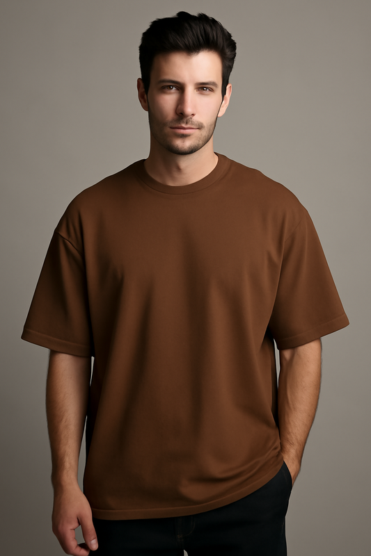 Oversized Plain T-Shirt - Brown Coffee