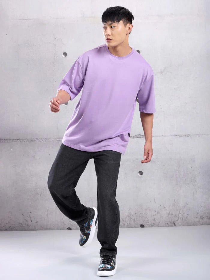 Oversized Plain T-Shirt - Purple