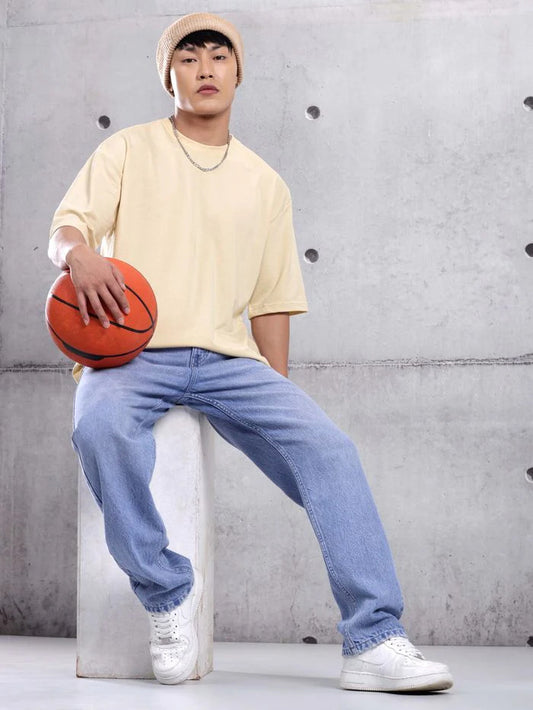 Oversized Plain T-Shirt - Beige