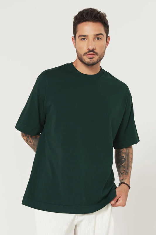 Oversized Plain T-Shirt - Bottle Green