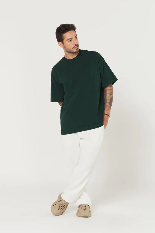 Oversized Plain T-Shirt - Bottle Green